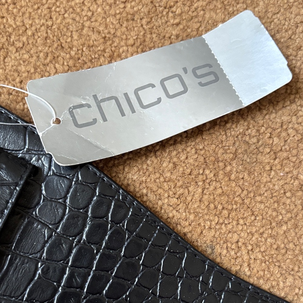 Chico's Black Croc-Embossed Belt
